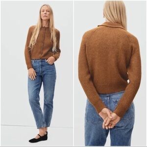 Everlane The Alpaca Collared Cardigan in Rosewood - Size XS